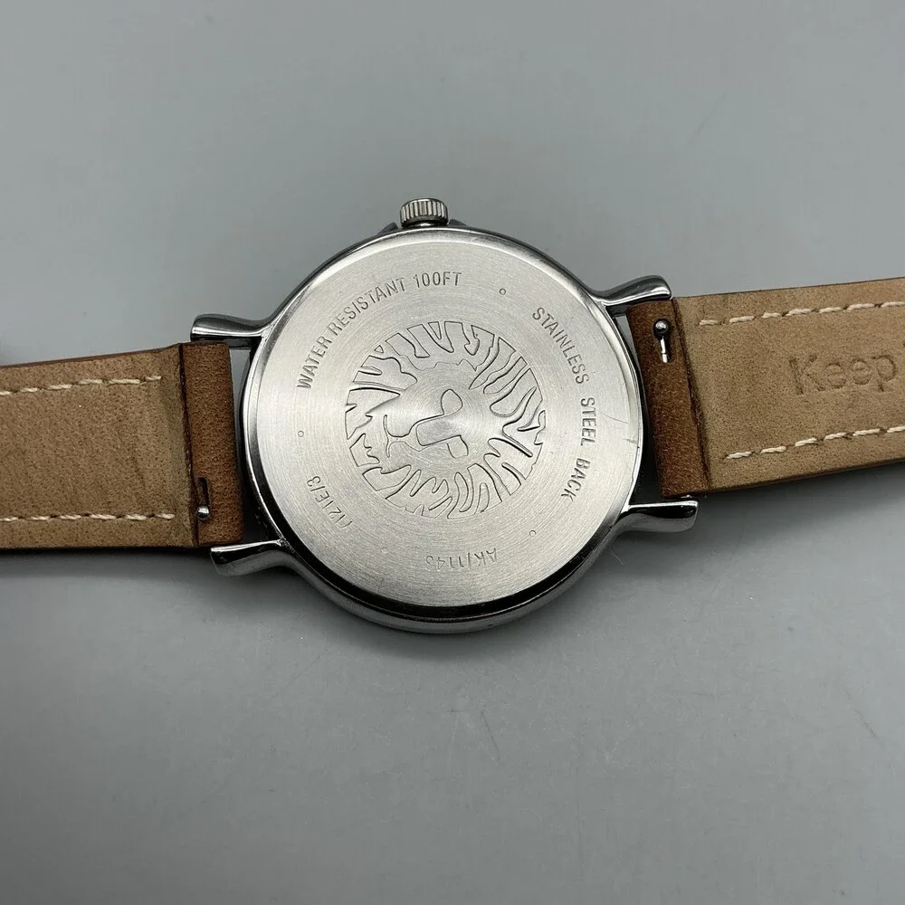 Anne Klein Womens Watch 37mm MOP Dial Brown Leather Crystals New Battery